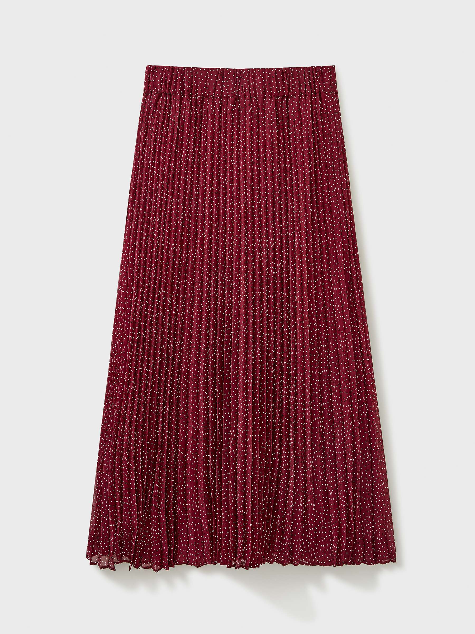 Buy Crew Clothing Pleated Polka Dot Midi Skirt, Berry Red Online at johnlewis.com