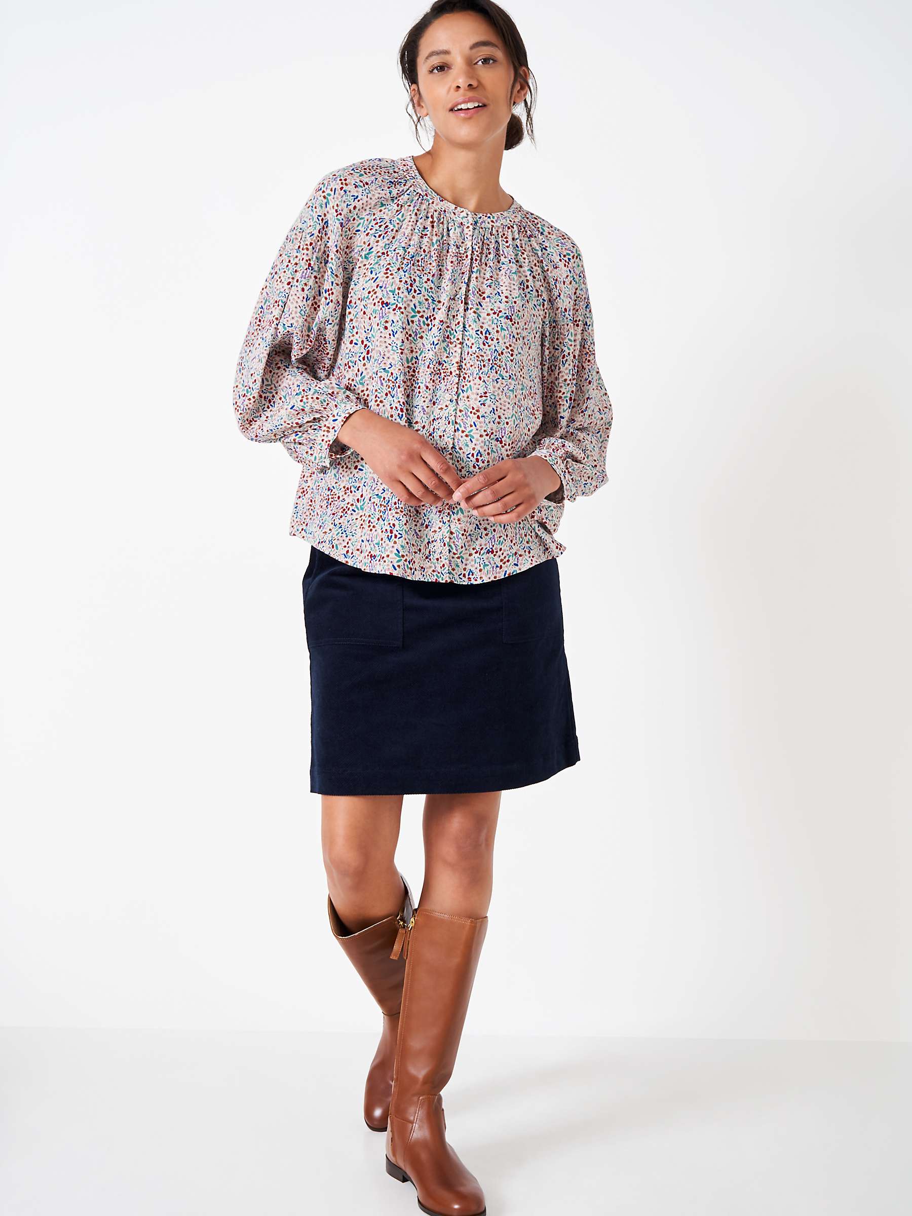Buy Crew Clothing Annabel Floral Print Blouse, Red Wine Online at johnlewis.com