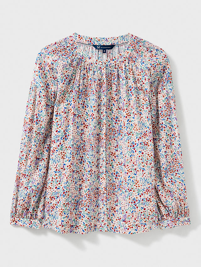 Crew Clothing Annabel Floral Print Blouse, Red Wine