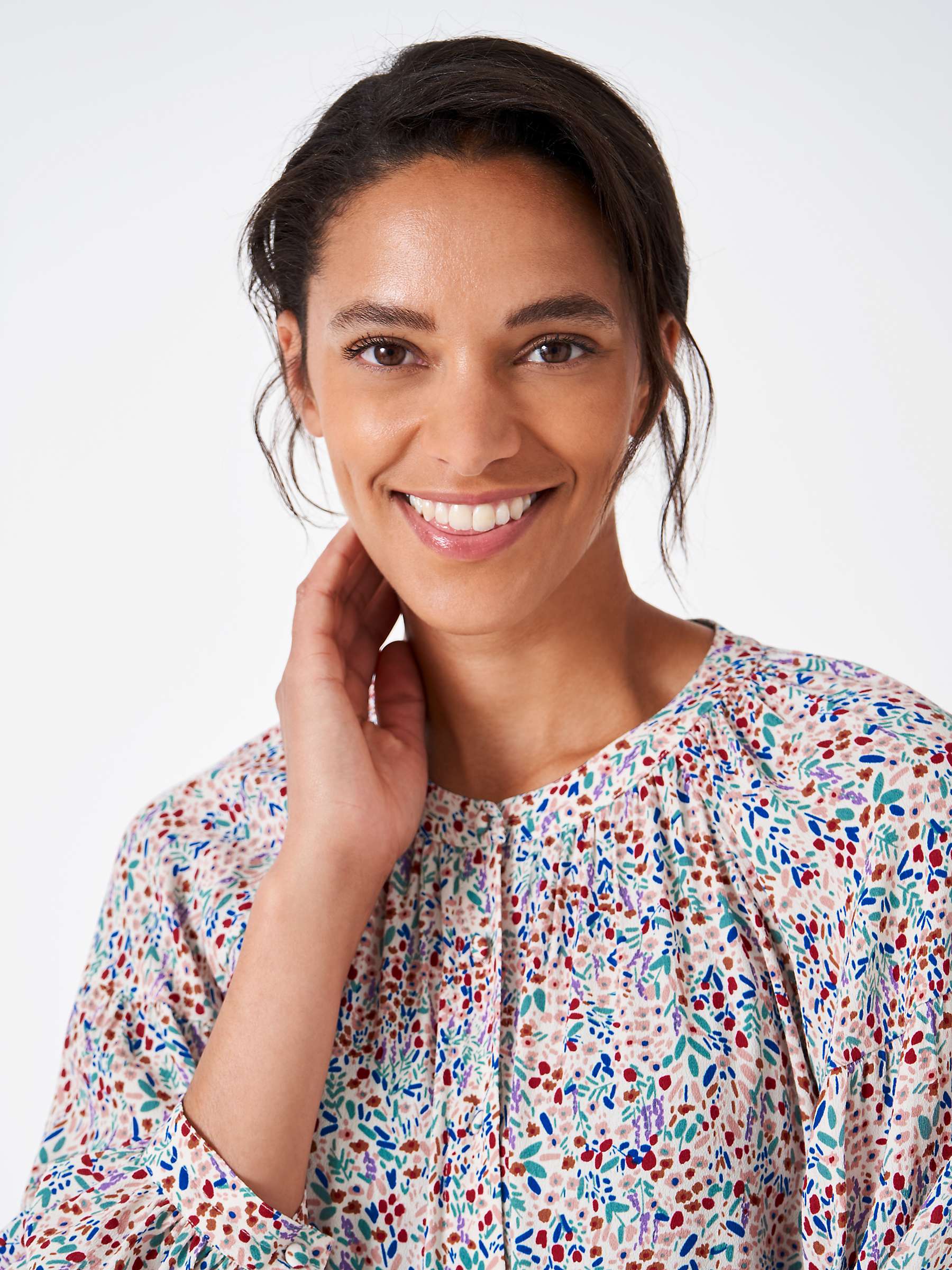 Buy Crew Clothing Annabel Floral Print Blouse, Red Wine Online at johnlewis.com