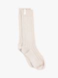 Tutti & Co Farne Plain Ribbed Long Socks, One Size, Stone