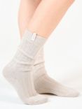 Tutti & Co Farne Plain Ribbed Long Socks, One Size, Stone