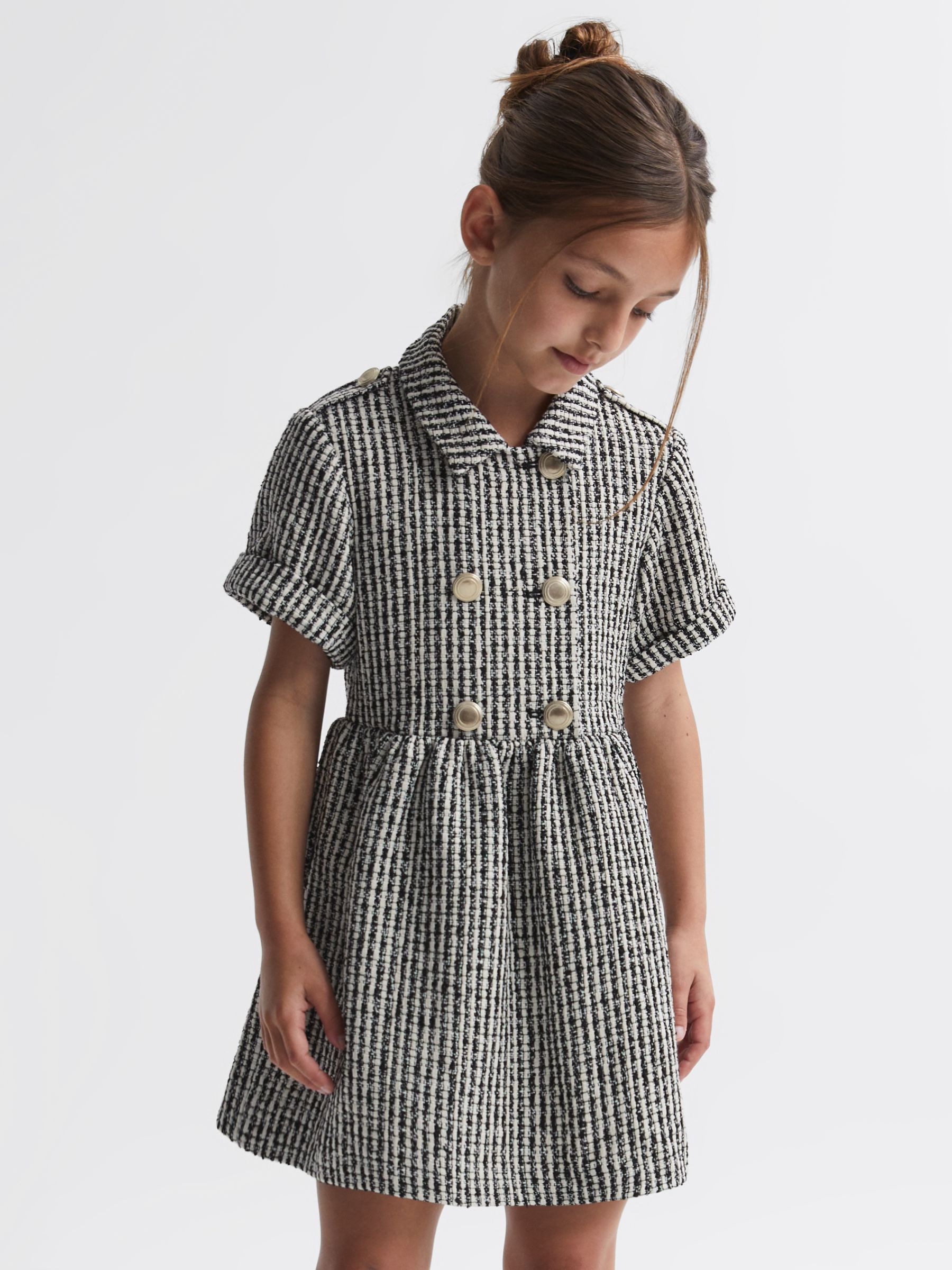 Buy Reiss Kids' Junip Tweed Button Up Dress, Multi Online at johnlewis.com