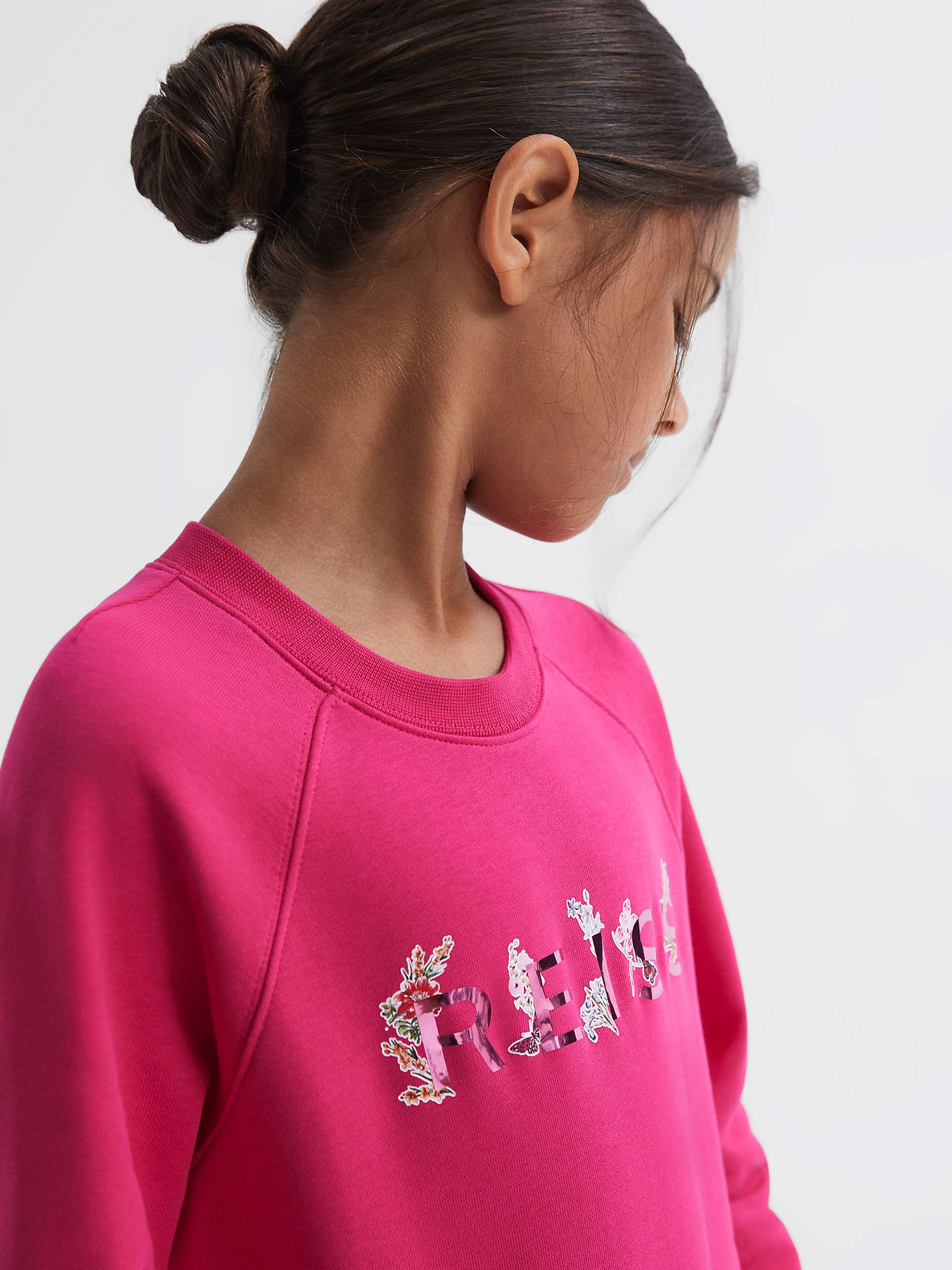 Buy Reiss Kids' Janine Floral Detail Logo Jersey Dress, Pink Online at johnlewis.com