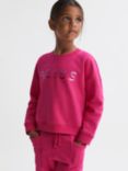 Reiss Kids' Nina Logo Jersey Sweatshirt, Bright Pink