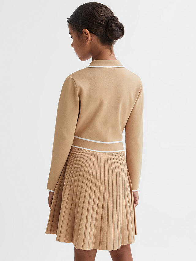 Reiss Kids' Mia Knitted Skater Dress, Camel