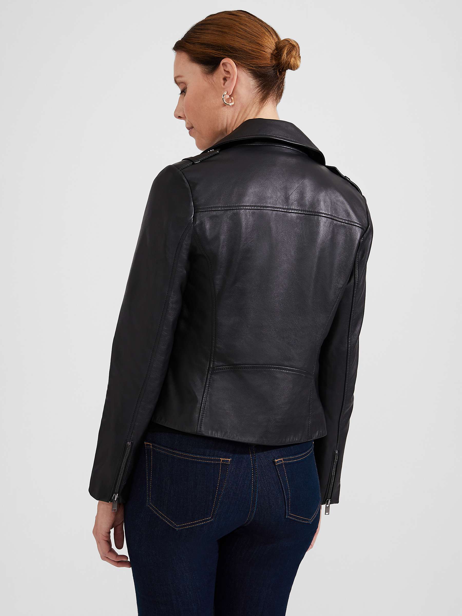 Hobbs Darby Leather Jacket, Black at John Lewis & Partners
