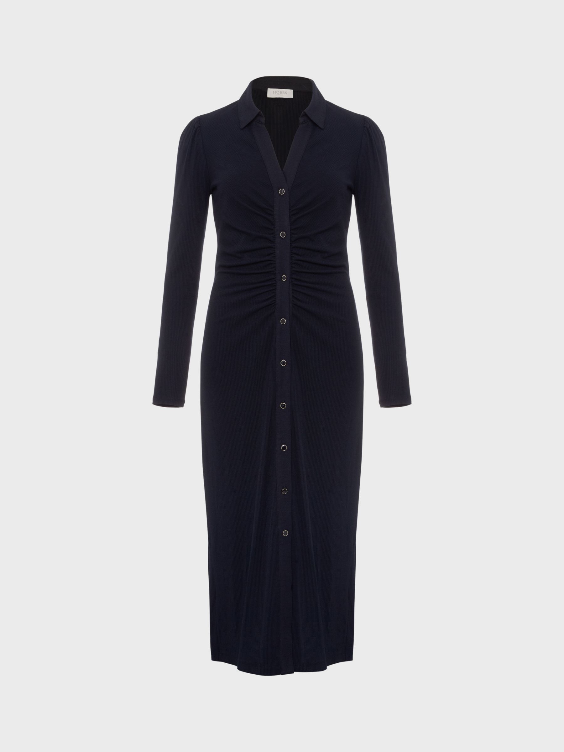 Buy Hobbs Hatty Ribbed Midi Jersey Dress, Navy Online at johnlewis.com