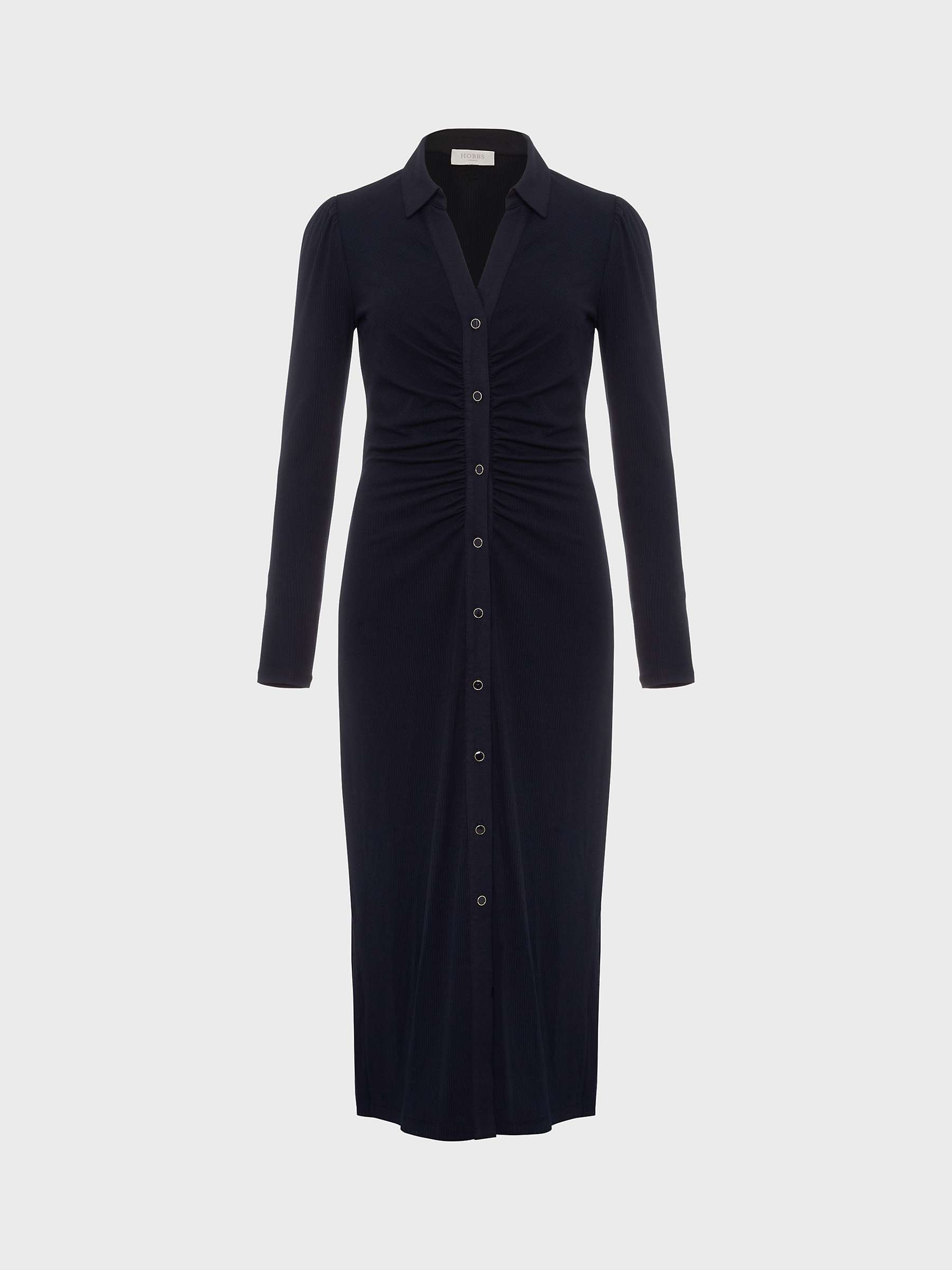Buy Hobbs Hatty Ribbed Midi Jersey Dress, Navy Online at johnlewis.com