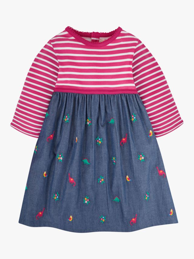 JoJo Maman B b Baby Dinosaur Birds Stripe Dress Multi 6 12 months