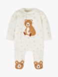 JoJo Maman Bébé Baby Bear Appliqué Sleepsuit, Cream