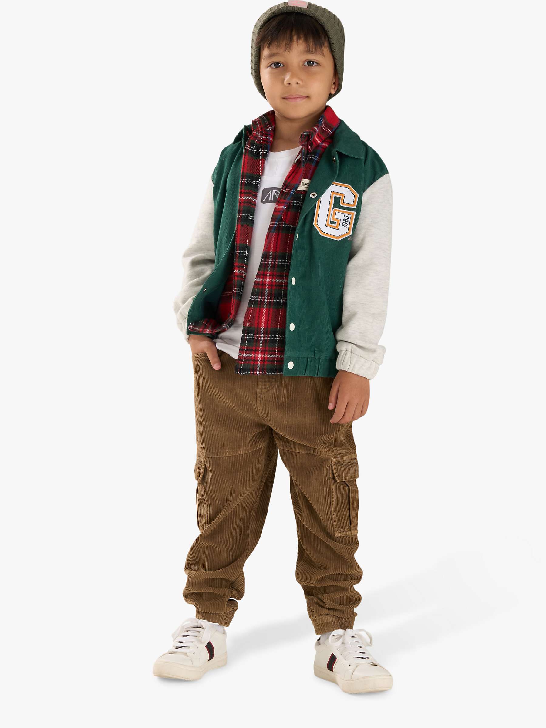 Buy Angel & Rocket Kids' Chad Cord Varisty Jacket, Green Online at johnlewis.com