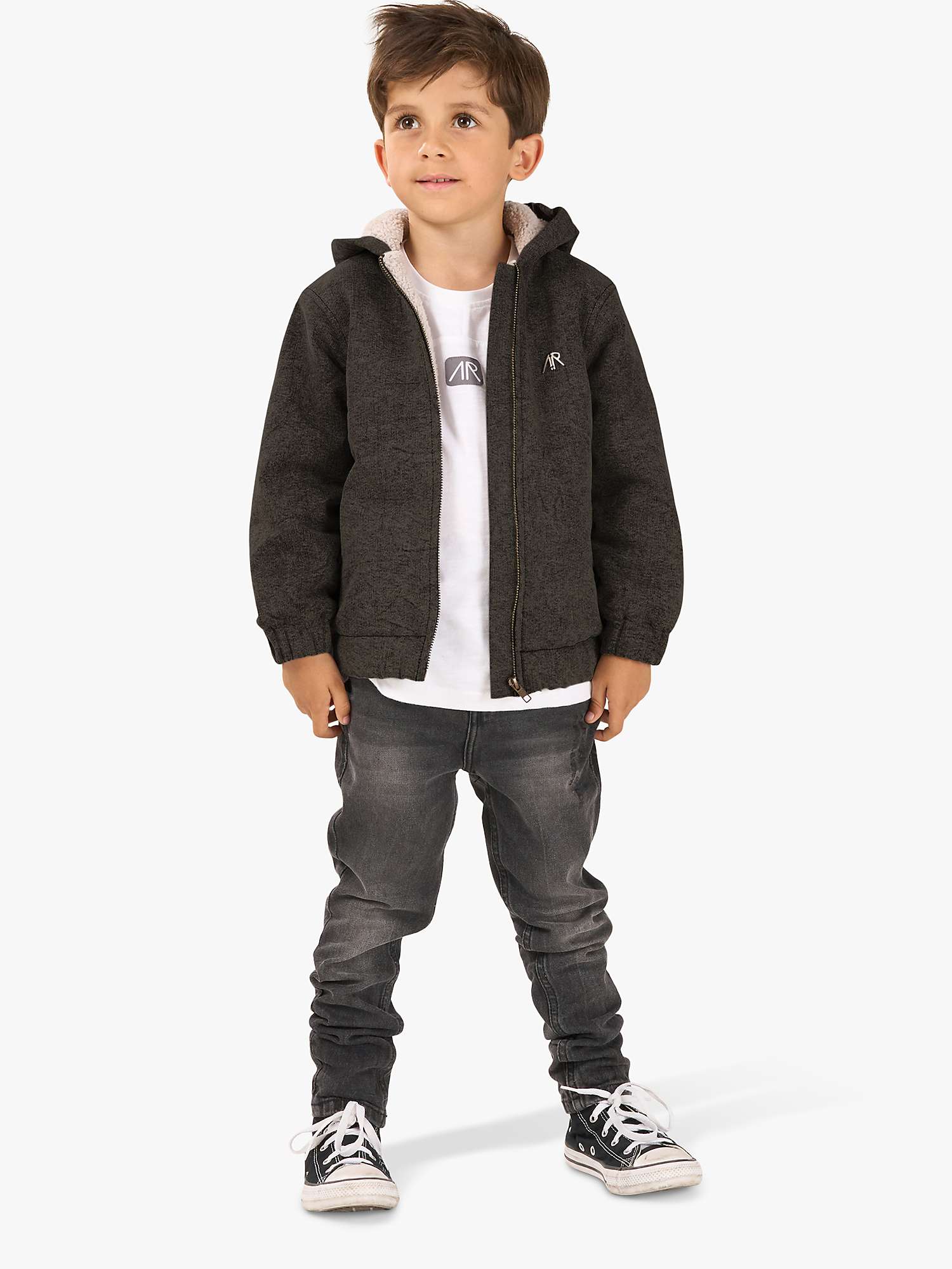 Buy Angel & Rocket Kids' Denim Borg Lined Hooded Bomber Jacket, Grey Online at johnlewis.com