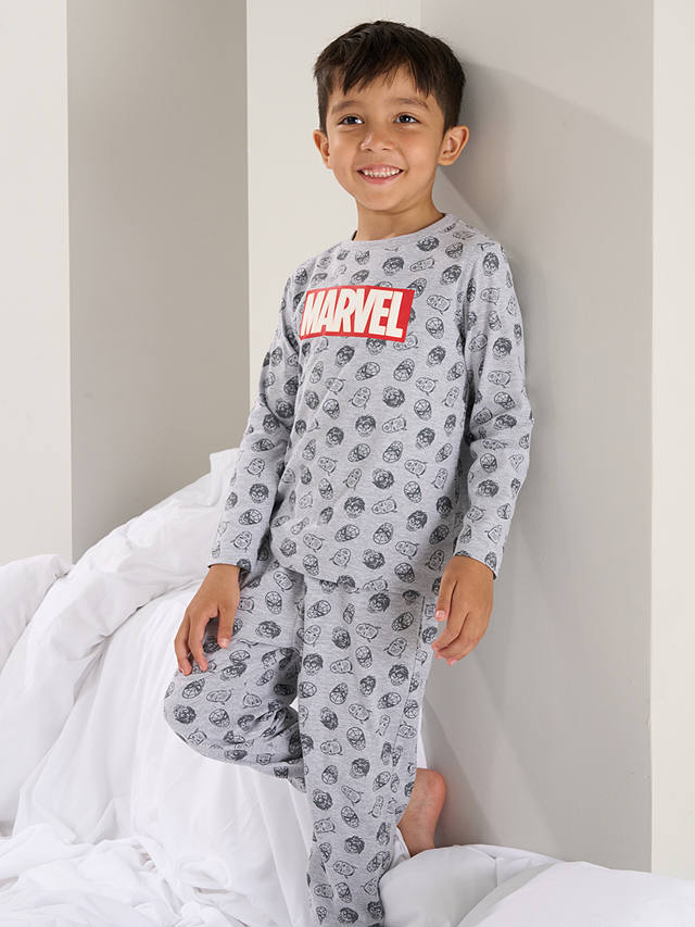 Angel & Rocket Kids' Marvel Cotton Blend Pyjama Set, Grey