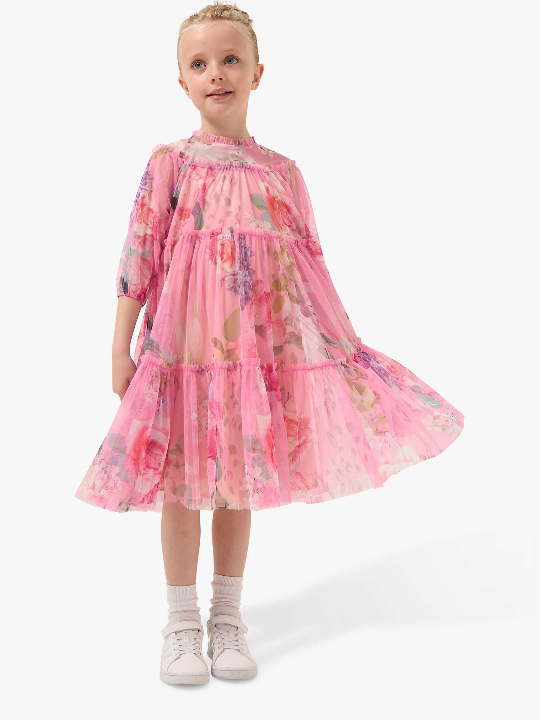 Buy Angel & Rocket Eleanor Floral Print Mesh Dress, Pink Online at johnlewis.com