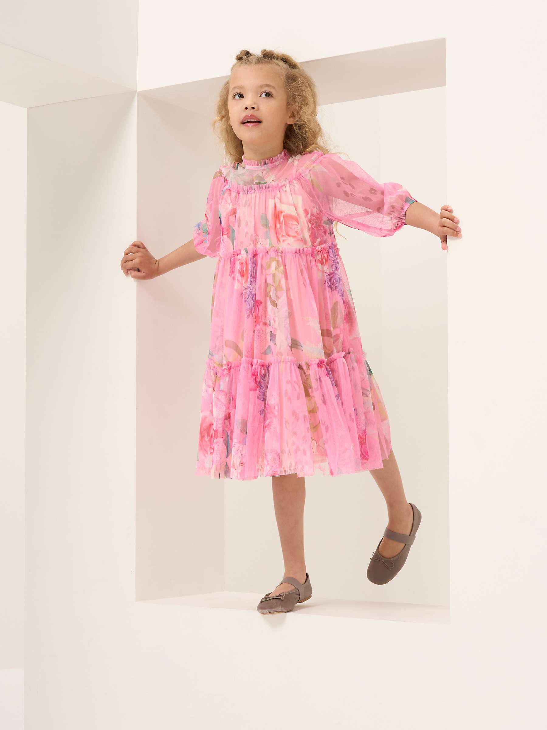 Buy Angel & Rocket Eleanor Floral Print Mesh Dress, Pink Online at johnlewis.com