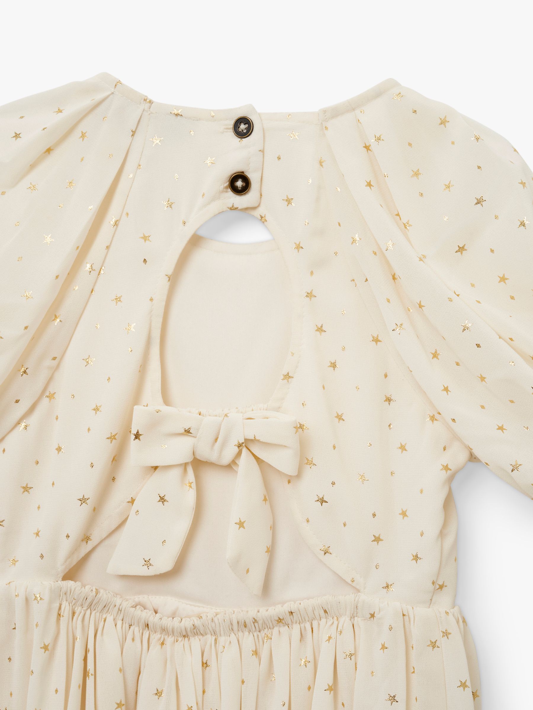 Buy Angel & Rocket Kids' Ada Star Print Party Dress, Ivory/Gold Online at johnlewis.com