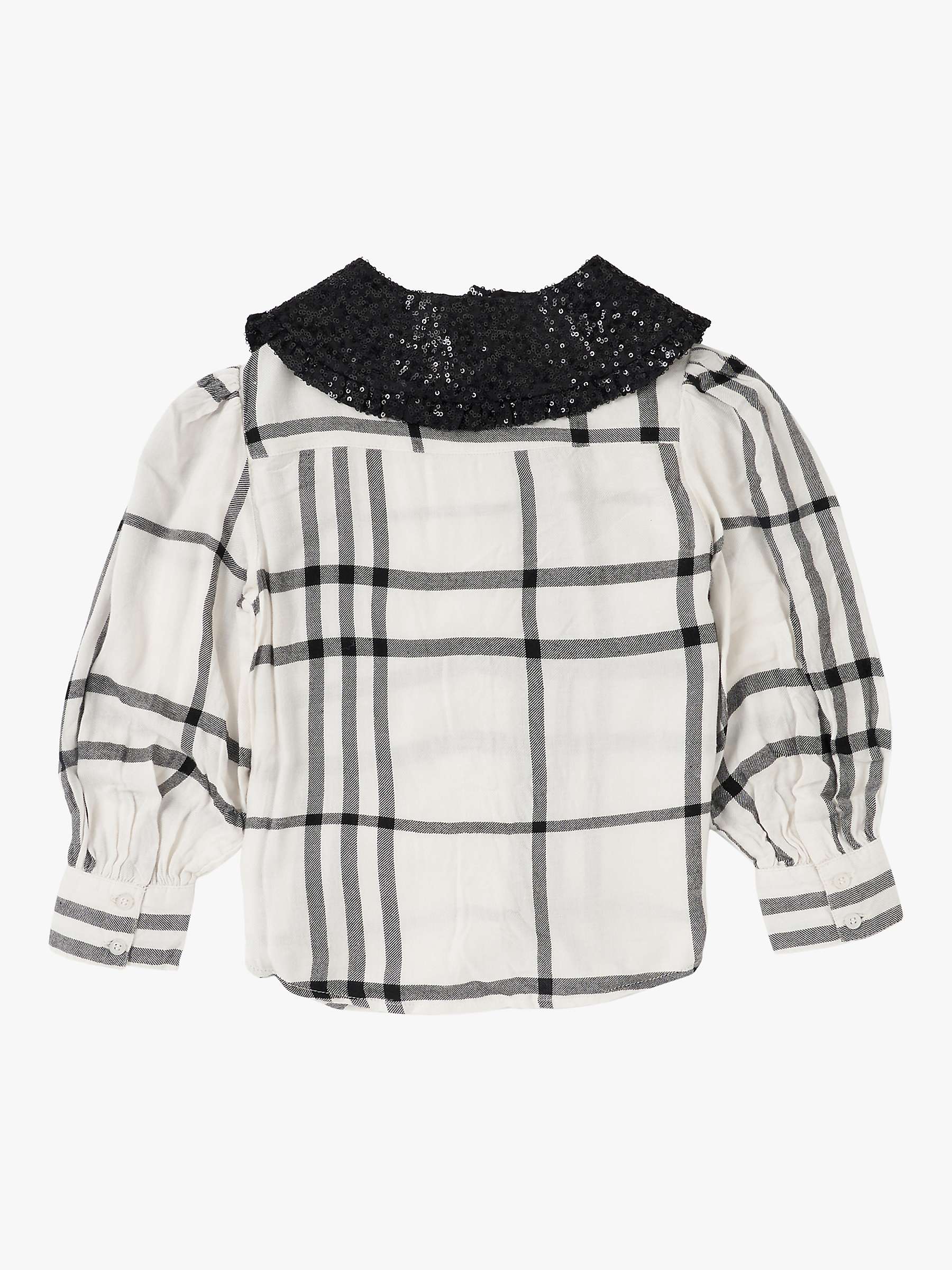 Buy Angel & Rocket Kids' Saorise Sequin Collar Check Blouse, Black/White Online at johnlewis.com
