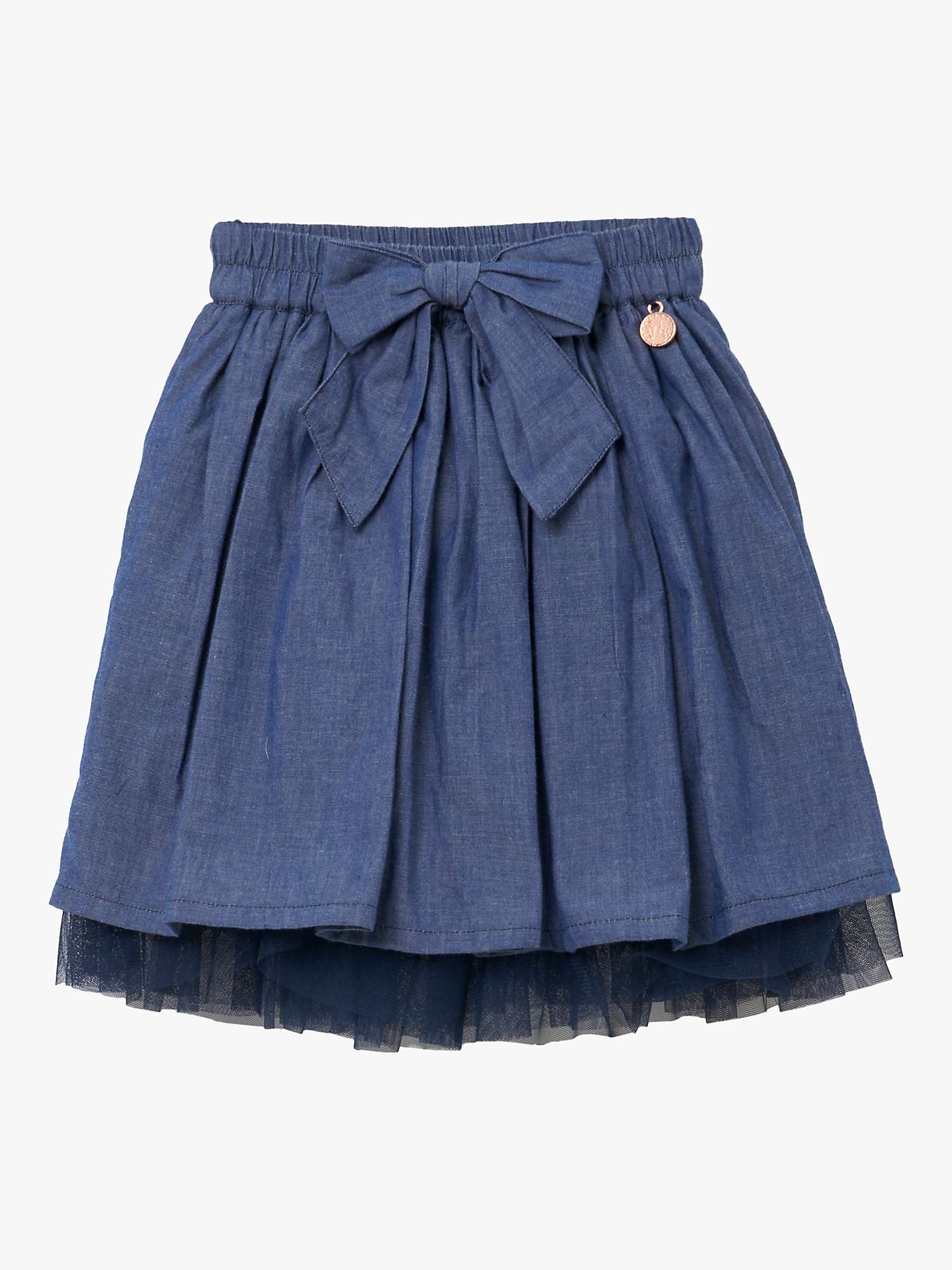 Buy Angel & Rocket Kids' Annie Chambray Mesh Ra-Ra Skirt, Blue Online at johnlewis.com