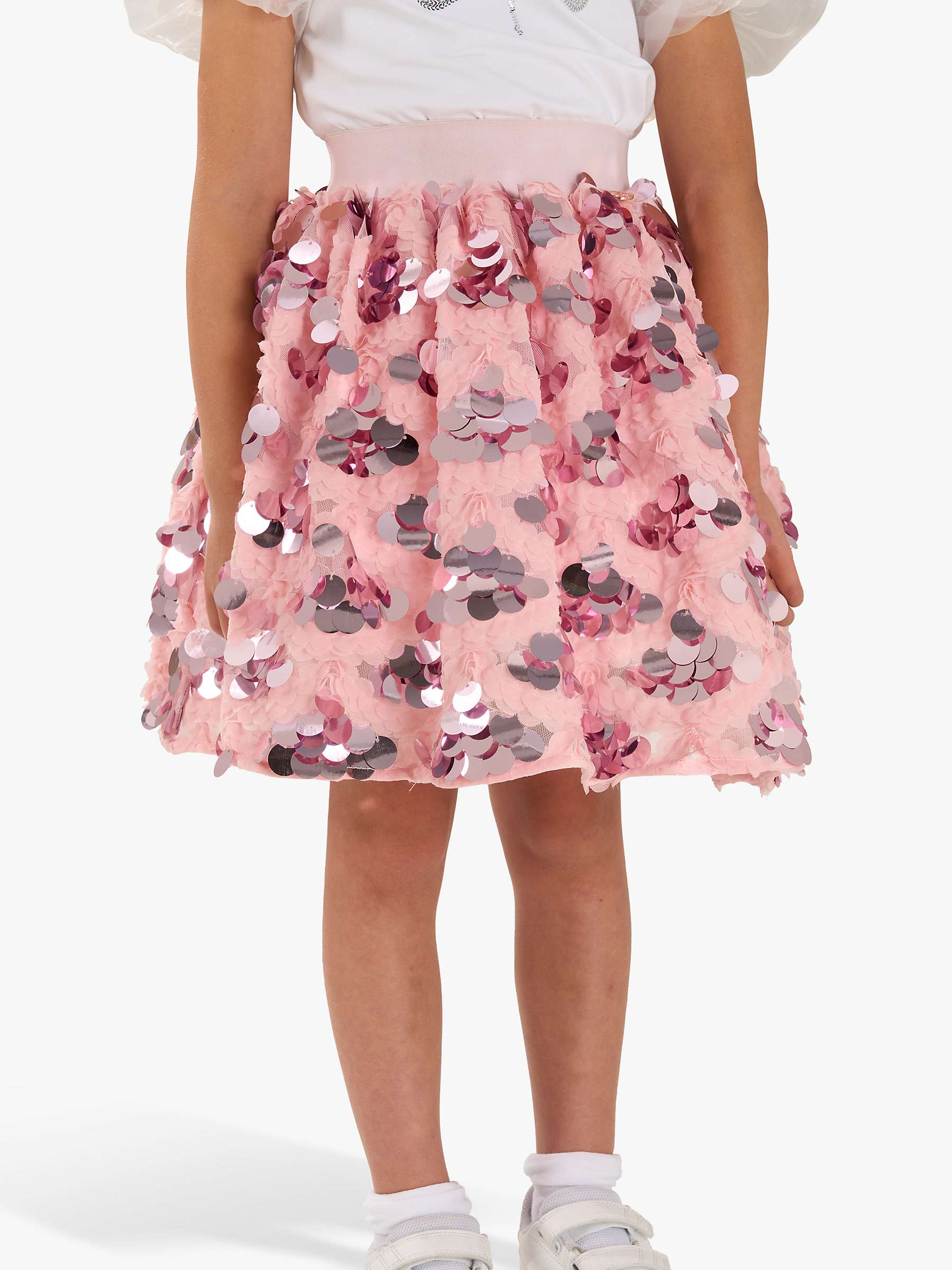 Buy Angel & Rocket Kids' Ellie Oversize Sequins & Lace Skirt, Pink Online at johnlewis.com