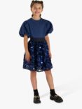 Angel & Rocket Kids' Eva Bubble Textured Puff Sleeve Top, Navy, Navy