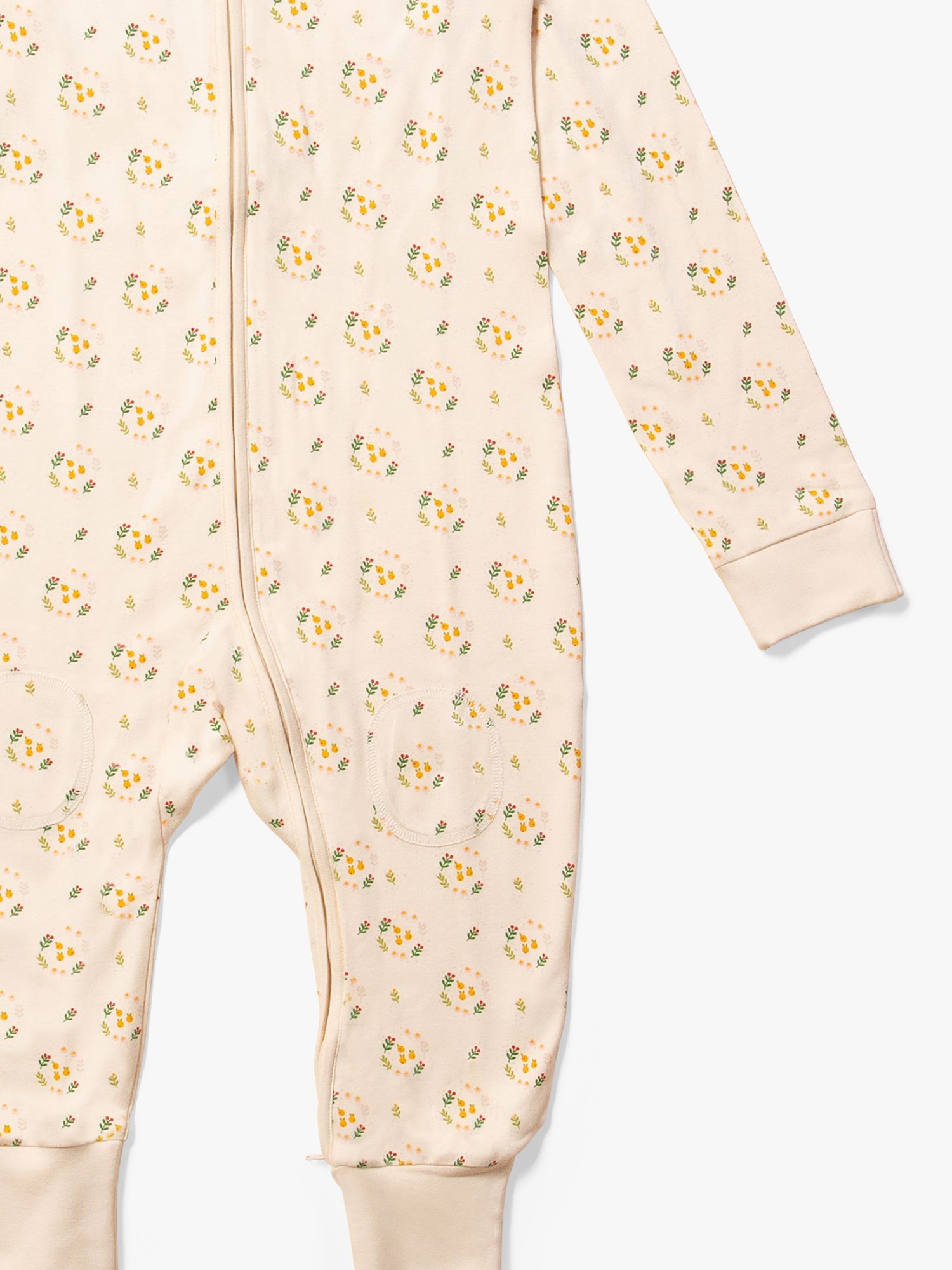 Little Green Radicals Kids' Quince Flowers Adaptive 2 Way Zip Sleepsuit, Cream, 18-24 months