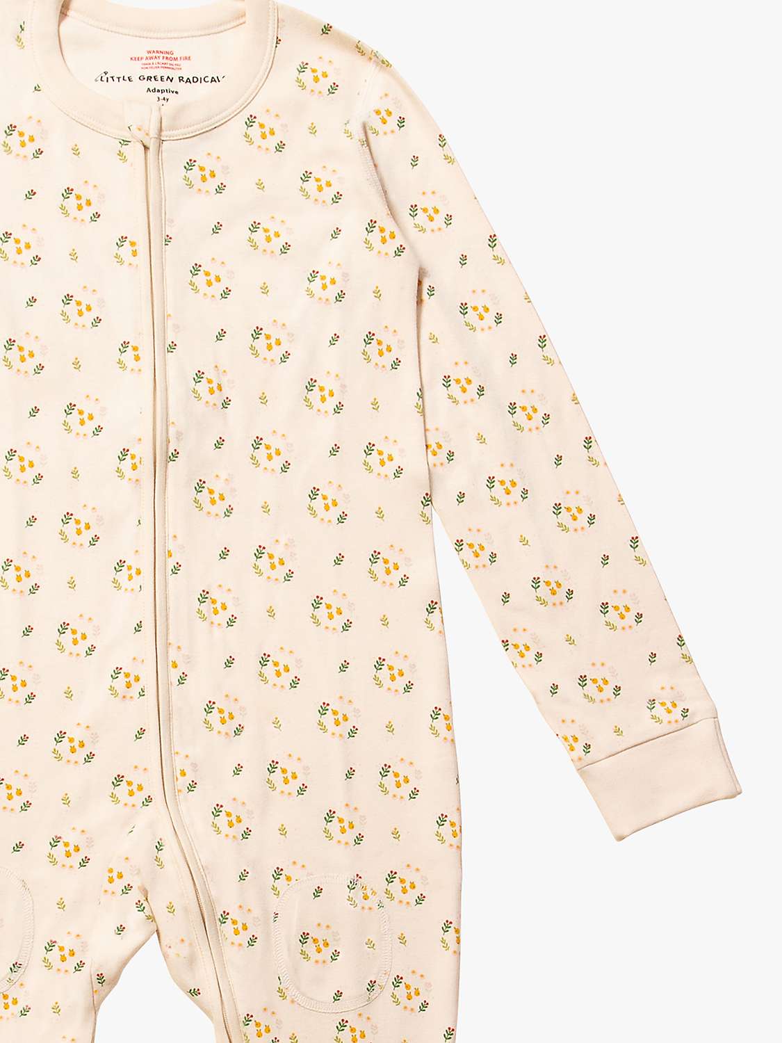 Buy Little Green Radicals Kids' Quince Flowers Adaptive 2 Way Zip Sleepsuit, Cream Online at johnlewis.com