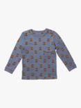 Little Green Radicals Kids' Bear Easy Feeding Adaptive Long Sleeve T-Shirt, Blue Steel