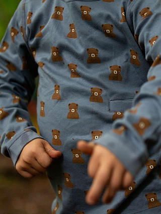 Little Green Radicals Kids' Bear Easy Feeding Adaptive Long Sleeve T-Shirt, Blue Steel