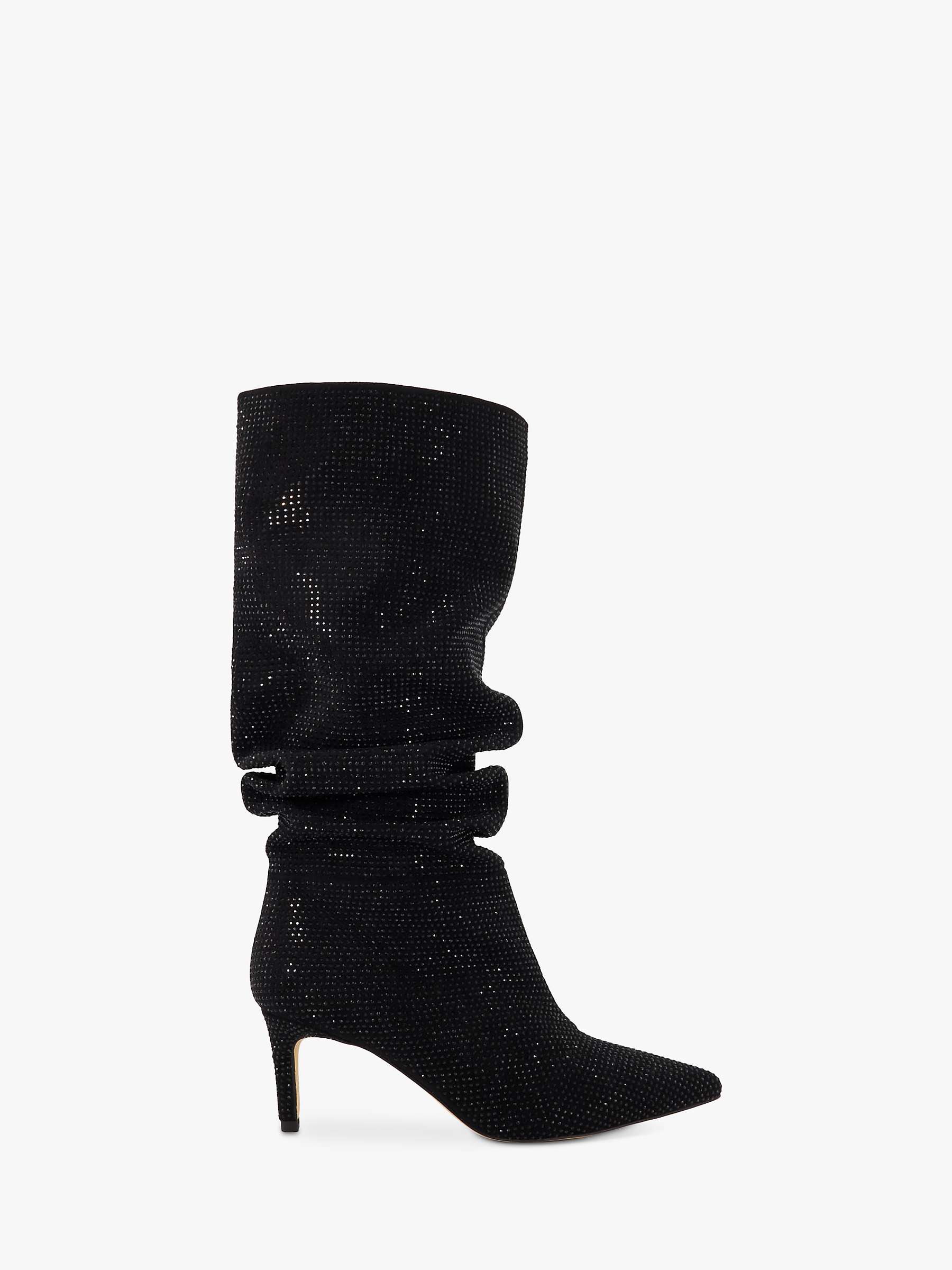 Buy Dune Slouch Embellished Mid Heel Calf Boots, Black Online at johnlewis.com