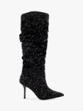 Dune Sensational Sequin High Heel Boots, Black