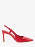 Dune Closer Leather Reptile Print Slingback Court Shoes