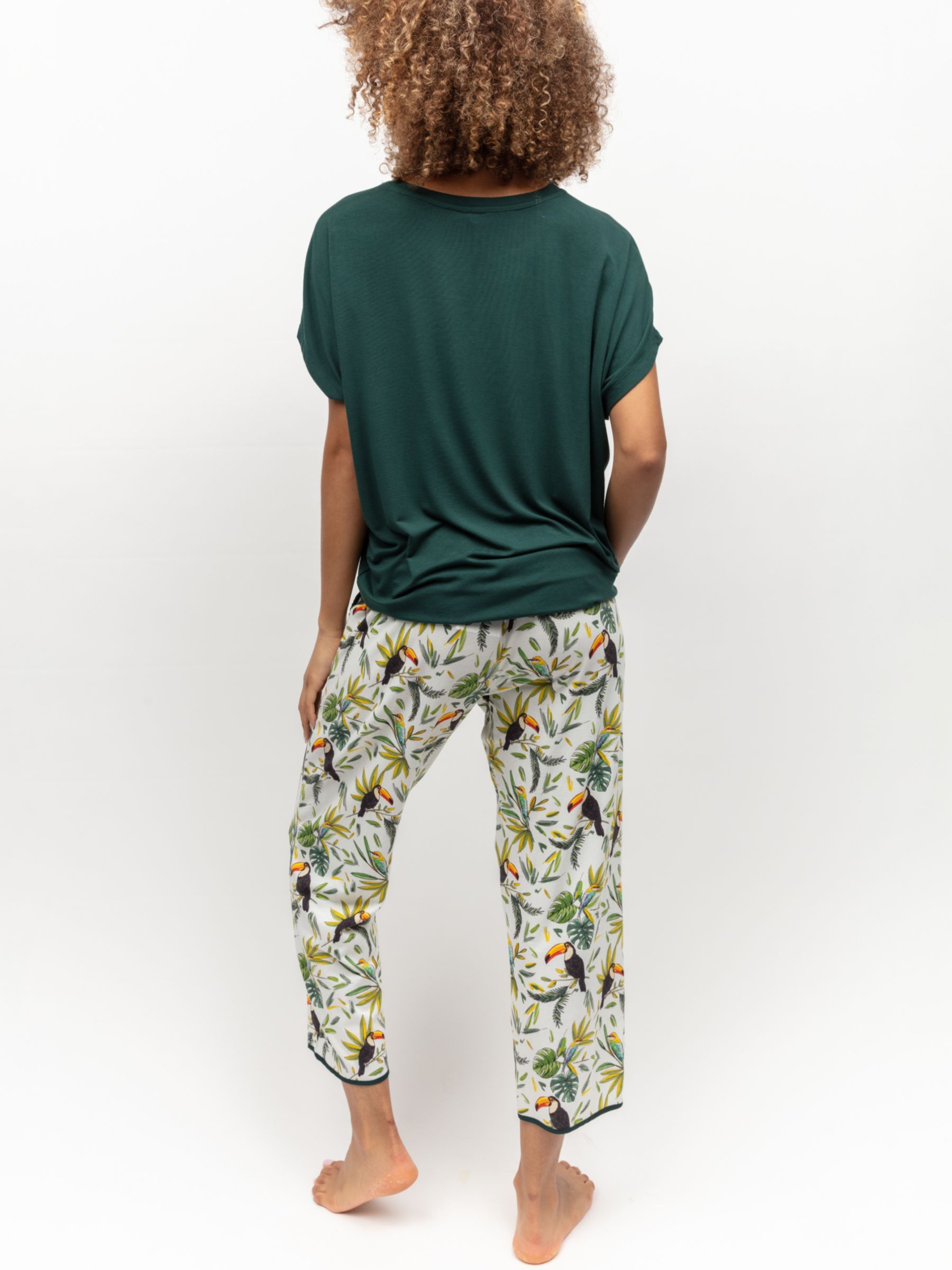 Buy Cyberjammies Toucan Print Cropped Pyjama Set, White/Green Online at johnlewis.com
