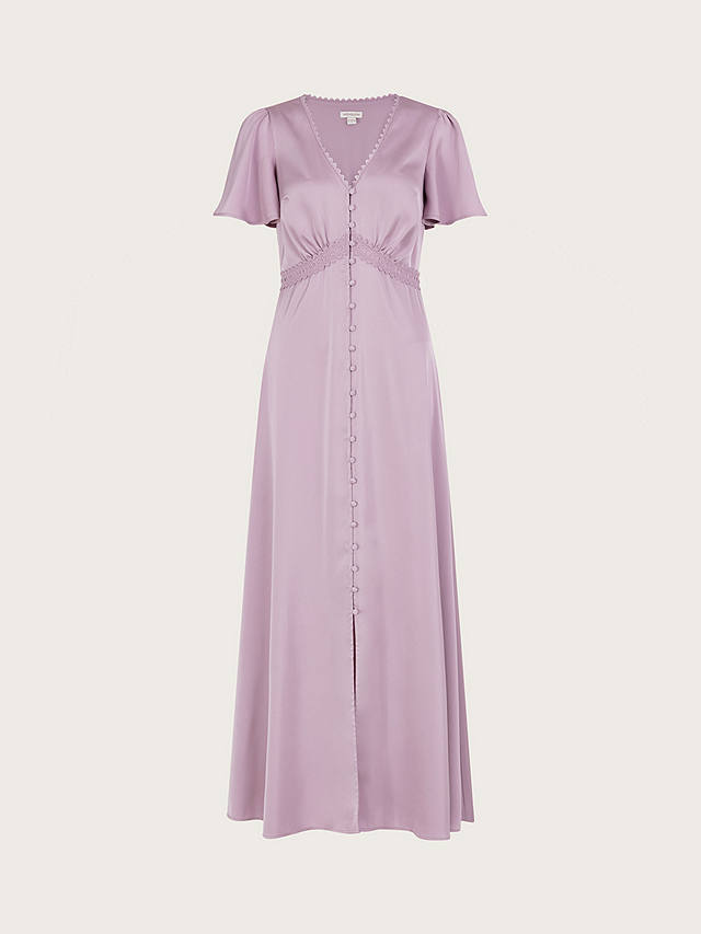 Monsoon Ivy Satin Maxi Dress, Pink at John Lewis & Partners