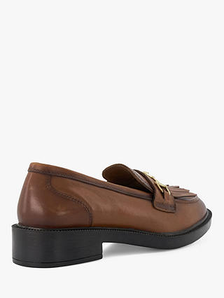 Dune Guided Leather Snaffle Fringe Loafers, Tan-leather