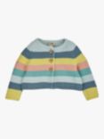 Frugi Baby Bright As A Button Organic Cotton Chunky Stripe Cardigan, Blue/Multi