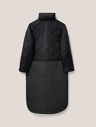 White Stuff Mix Long Quilted Coat, Black