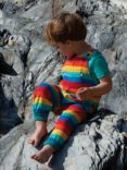 Frugi Baby Parsnip Rainbow Stripe Organic Cotton Dungarees, Multi