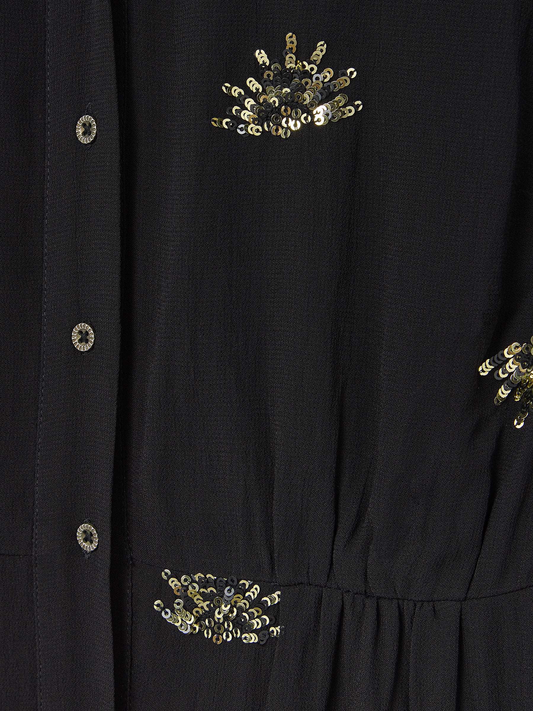 Buy White Stuff Astrid Sequin Midi Shirt Dress, Black/Gold Online at johnlewis.com