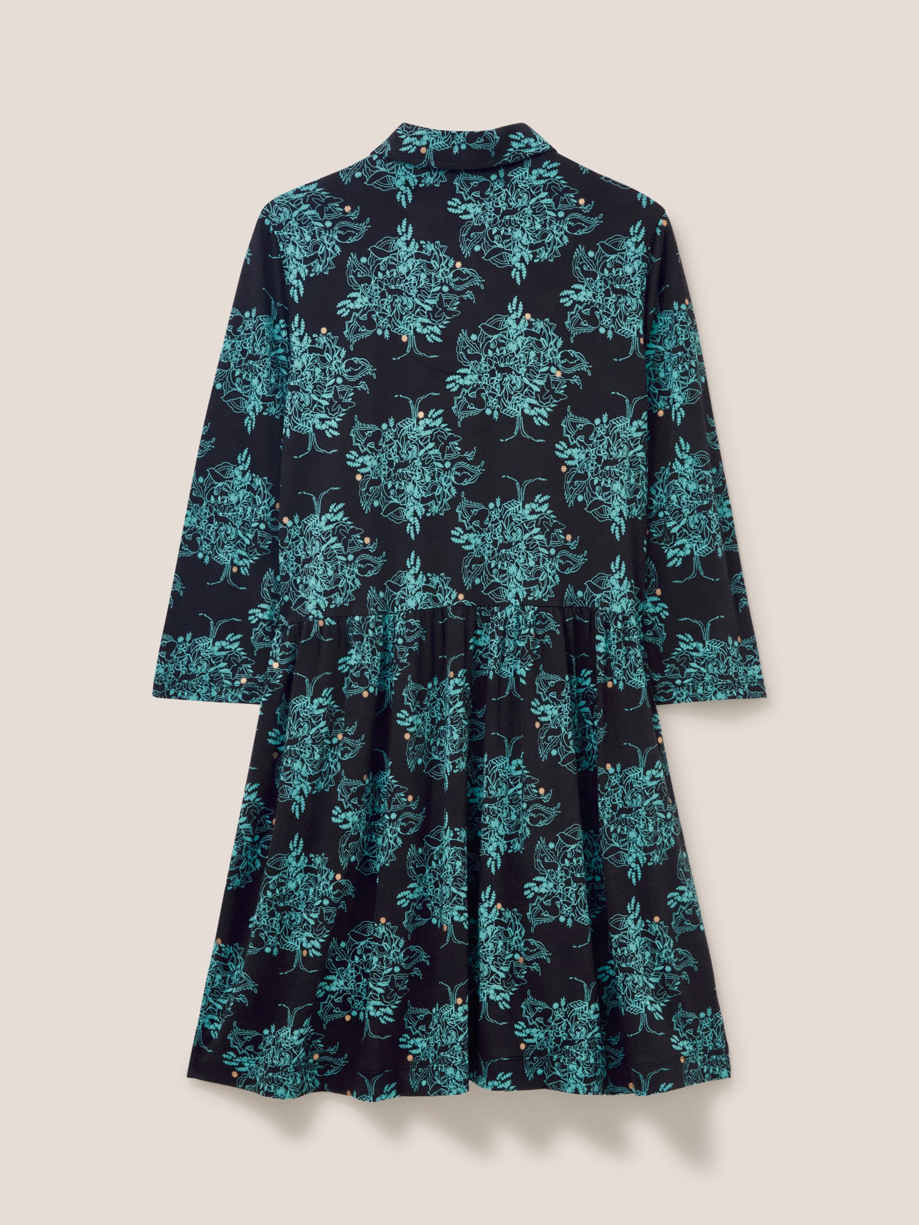 White Stuff Everly Jersey Shirt Dress, Black/Multi at John Lewis & Partners