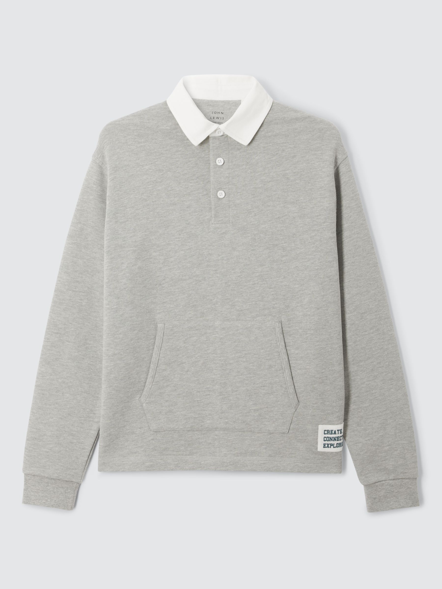 John Lewis Kids' Pocket Rugby Sweatshirt, Grey at John Lewis & Partners