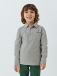 John Lewis Kids' Piqued Marled Long Sleeve Polo Shirt, Grey, Grey
