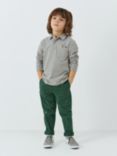 John Lewis Kids' Piqued Marled Long Sleeve Polo Shirt, Grey, Grey