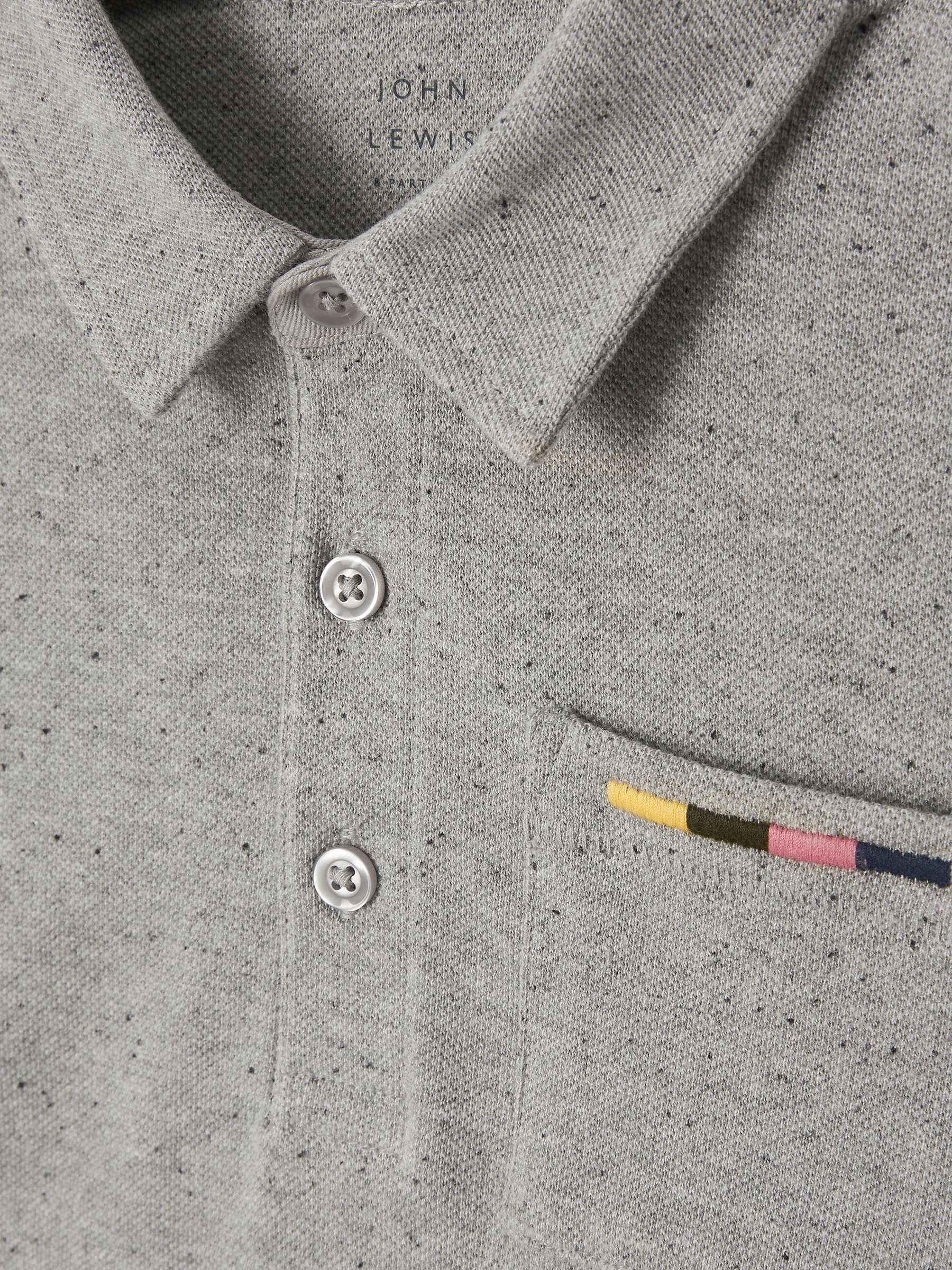 Buy John Lewis Kids' Piqued Marled Long Sleeve Polo Shirt, Grey Online at johnlewis.com