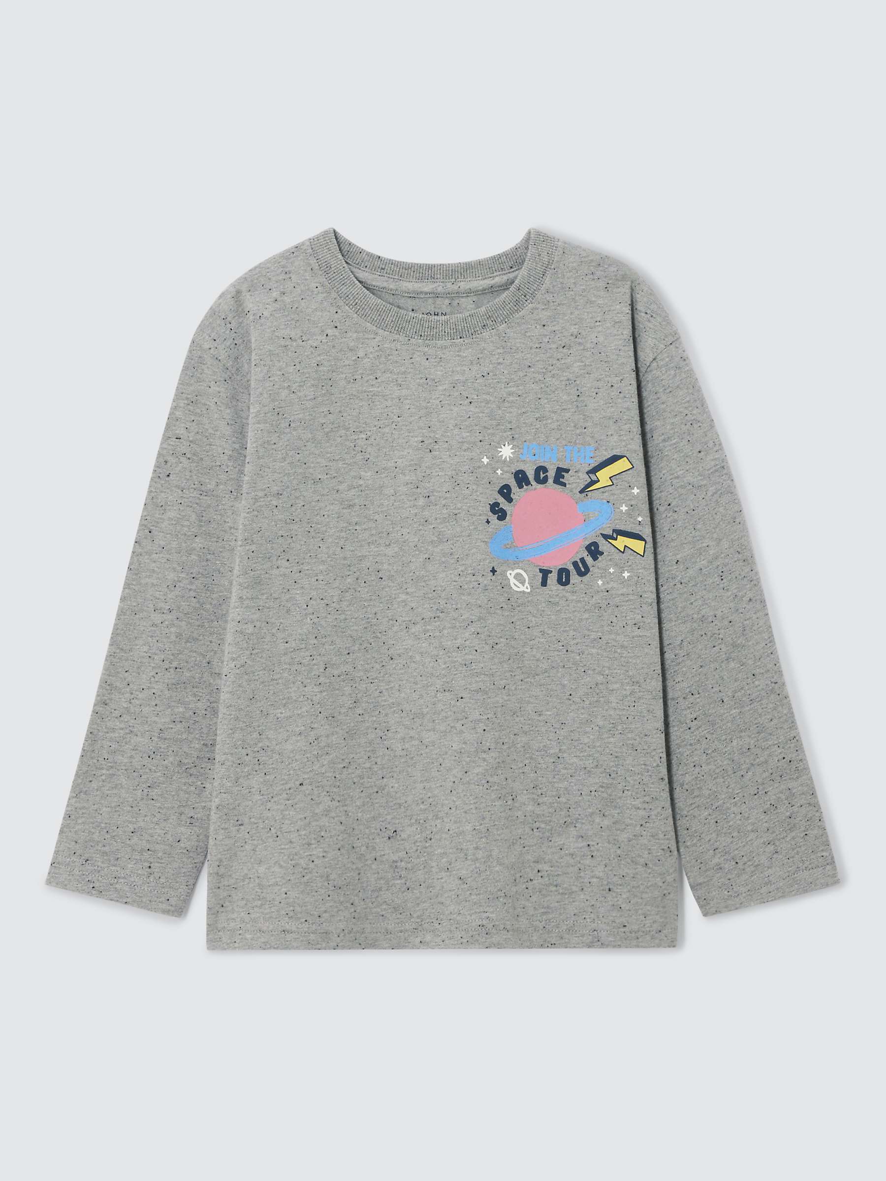 Buy John Lewis Kids' Galaxy Crew Graphic Long Sleeve T-Shirt, Marl Grey Online at johnlewis.com