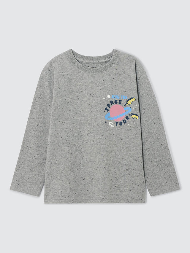 John Lewis Kids' Galaxy Crew Graphic Long Sleeve T-Shirt, Marl Grey