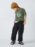 John Lewis Kids' Dino Graphic Mock Long Sleeve T-Shirt, Khaki, Khaki