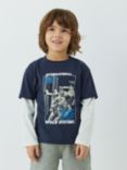 John Lewis Kids' Space Station Graphic T-Shirt, Navy