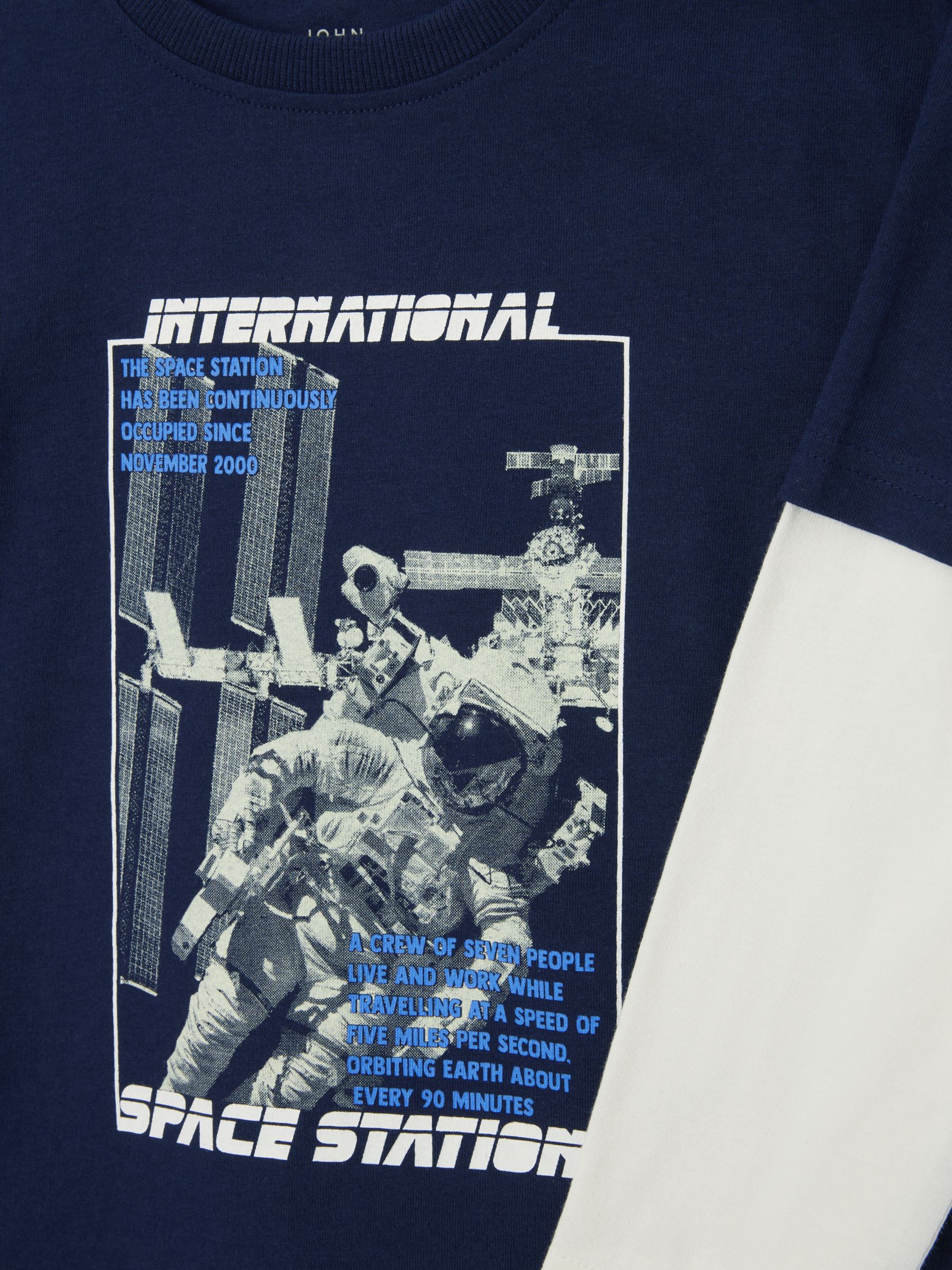 John Lewis Kids' Space Station Graphic T-Shirt, Navy at John Lewis ...