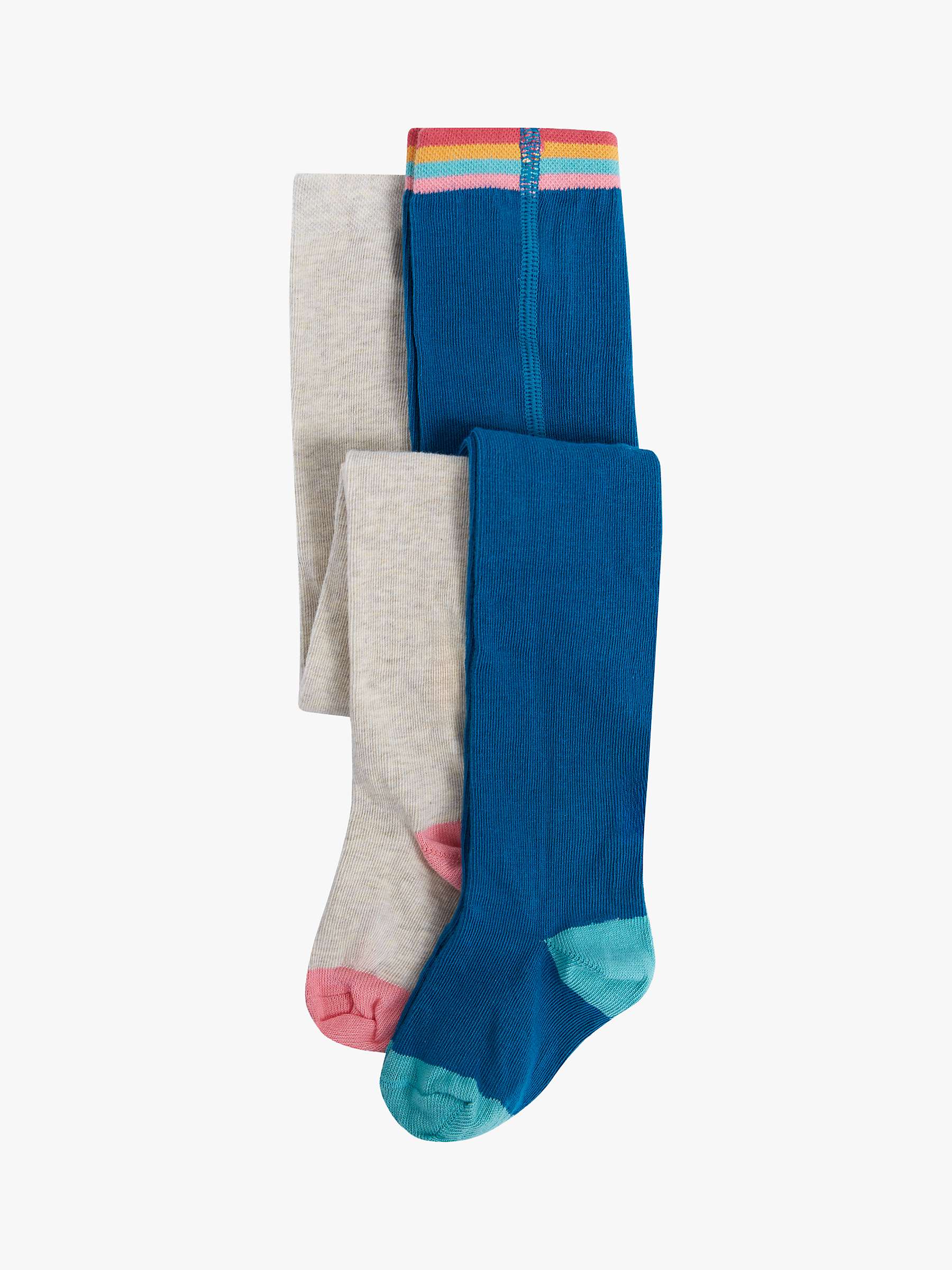 Buy Frugi Baby Norah Organic Cotton Tights, Pack of 2, Oatmeal/Loch Blue Online at johnlewis.com
